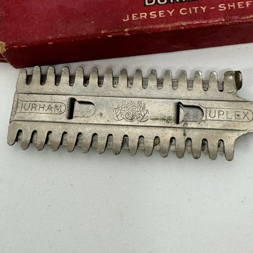 Vintage‎ Durham Duplex Straight Razor Comb Blade for Hair Beard with Box